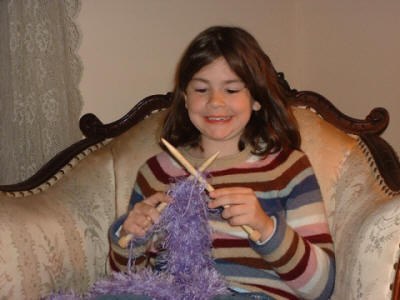 A child knitting